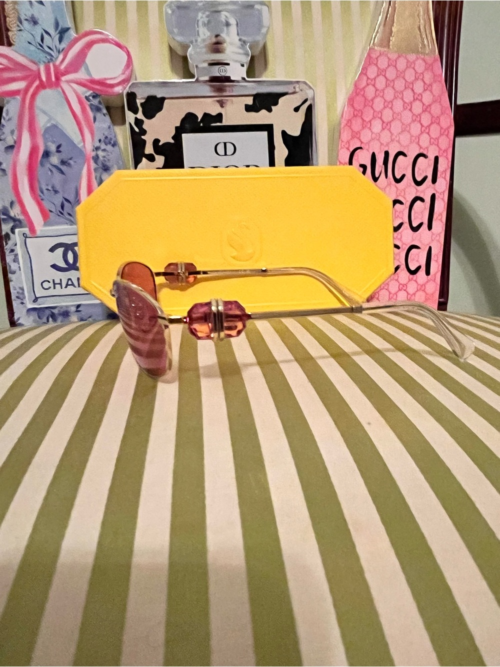 Swarovski Pink Lens Sunglasses with Yellow Case - Picture 8 of 9